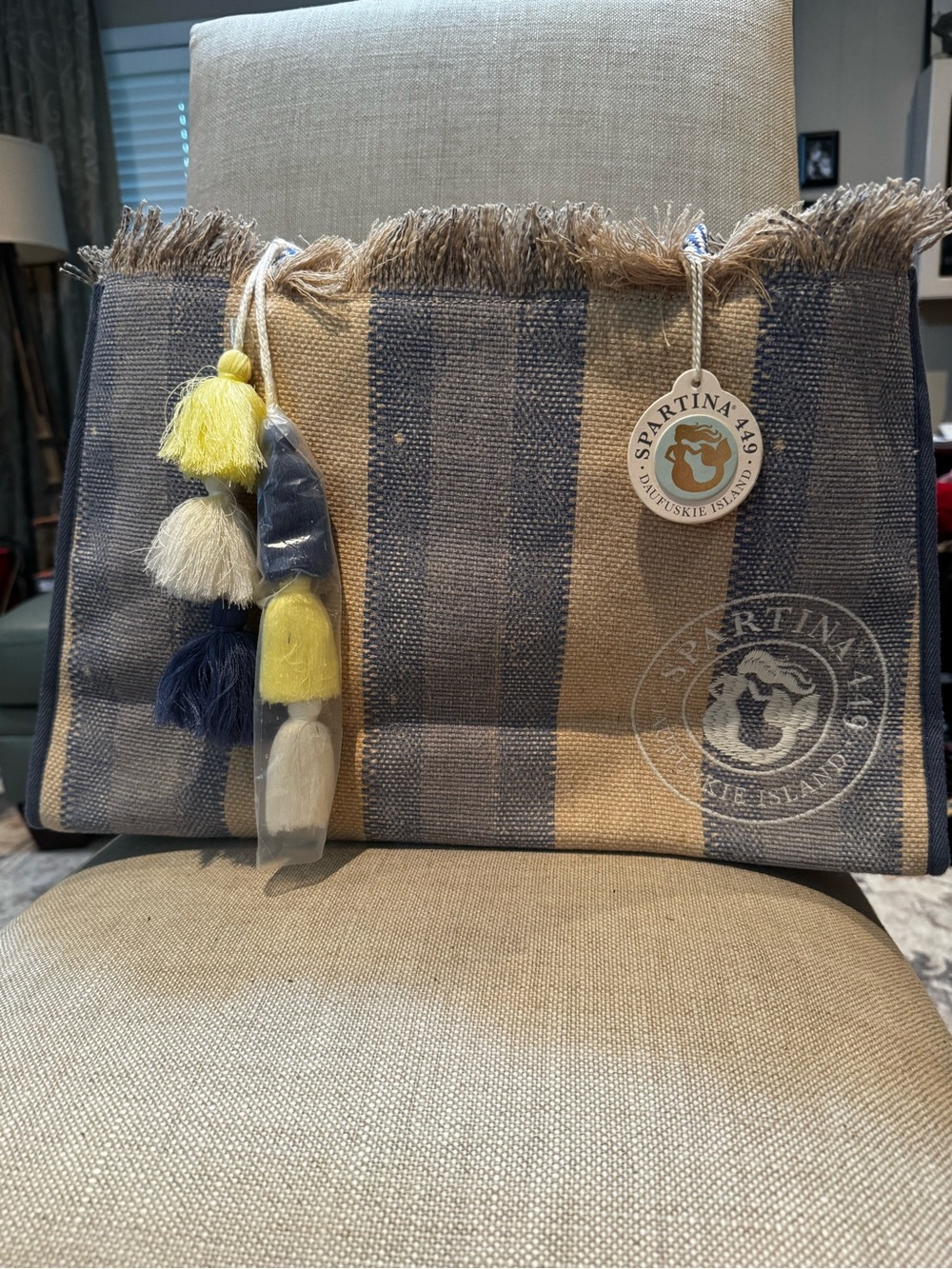 Spartina 449 Blue and Cream Striped Tote